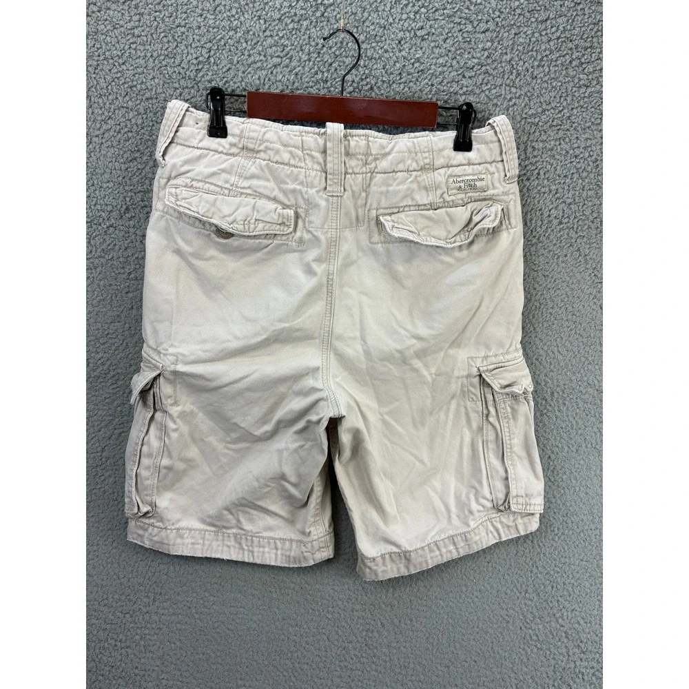 Abercrombie & Fitch Drawstring Cargo Shorts Mens 31 Cream Pockets Y2K